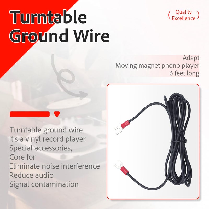XVRTJ Parts Shop Phonograph Turntable Ground Wire for Magnetic Cartridge Turntables, 6-ft Technic (2 Pack) - Image 2